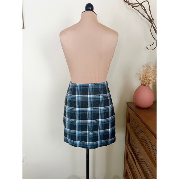 Vintage 34th & 10th 90s Blue Tartan Plaid Wrap Skirt - Picture 6 of 8